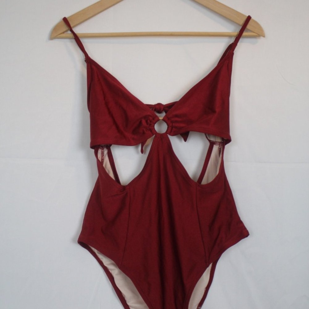 Red Tie-back One Piece Swimsuit